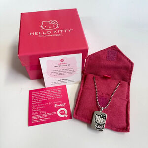 Hello Kitty For Diamonique Sterling 925 Rectangle Necklace CZ 18" Original Box!